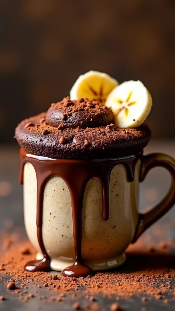 Bolo de Caneca de Banana e Chocolate