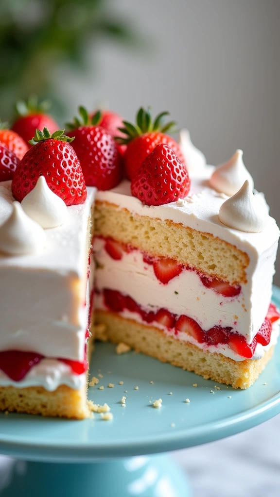 Bolo de Morango com Suspiro