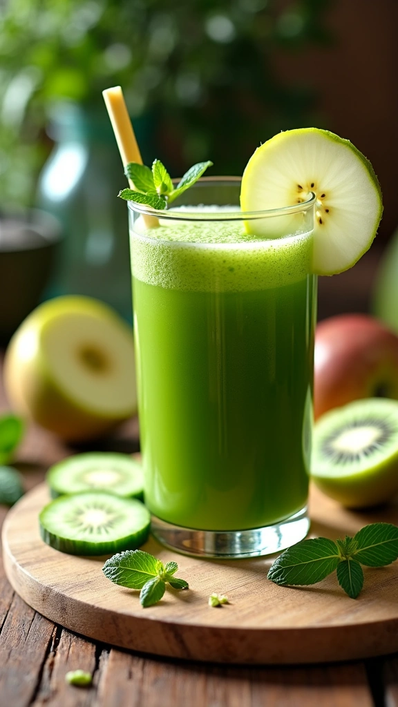 Suco Detox de Maçã, Pepino e Kiwi